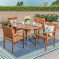 GDFStudio Argo Outdoor Acacia Wood 5 Piece Dining Set, Teak