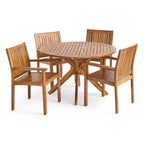 GDFStudio Argo Outdoor Acacia Wood 5 Piece Dining Set, Teak