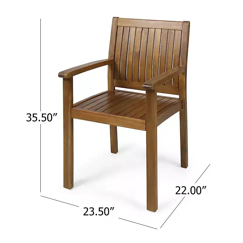 GDFStudio Argo Outdoor Acacia Wood 5 Piece Dining Set, Teak