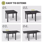 Crestlive Products Modern Aluminum Outdoor Dining sets Expandable Patio Dining Table with Floding chairs for 4-10 People Outside