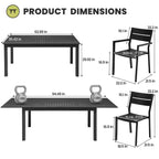 Crestlive Products 9pc Aluminum Patio Dinning Set 94.5in Table and 8 Chairs Aluminum Top Black for Outdoor Pool Lawn