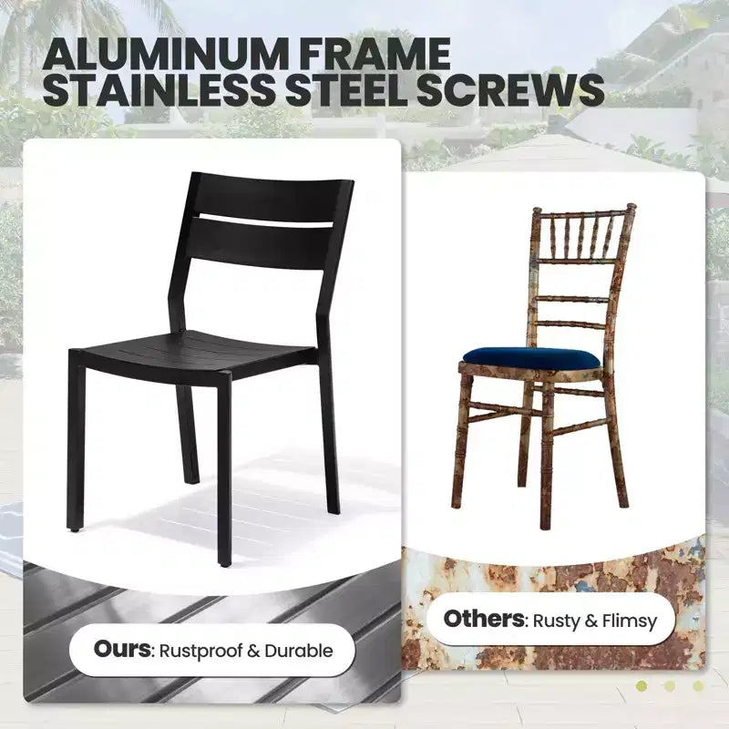Crestlive Products 9pc Aluminum Patio Dinning Set 94.5in Table and 8 Chairs Aluminum Top Black for Outdoor Pool Lawn