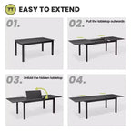 Crestlive Products 9pc Aluminum Patio Dinning Set 94.5in Table and 8 Chairs Aluminum Top Black for Outdoor Pool Lawn
