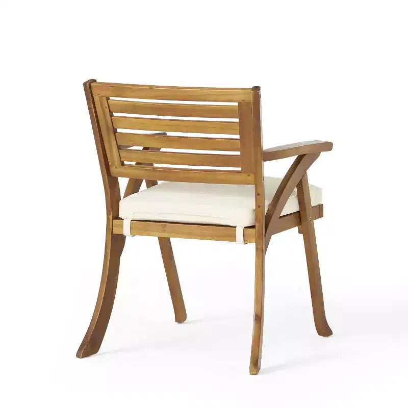 Christopher Knight Home Bellmill Outdoor Iron and Acacia Wood 7 Piece Dining Set with Cushion, Teak/Black