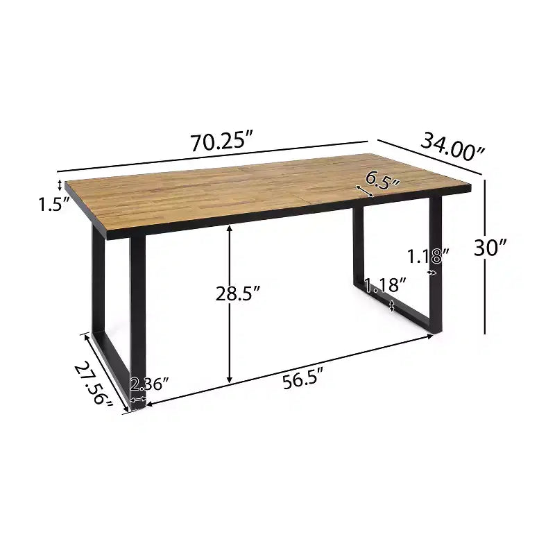 Christopher Knight Home Alderson Outdoor Iron and Acacia Wood 7 Piece Dining Set, Teak and Black