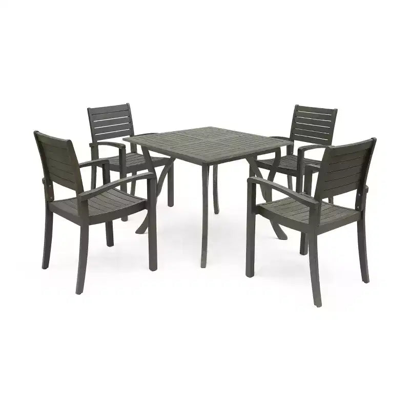 Christopher Knight Home Miro Outdoor Slatted Acacia Wood 5 Piece Dining Set