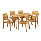 Christopher Knight Home Anchor Outdoor Slatted Acacia Wood 7 Piece Dining Set