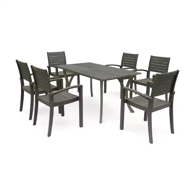 Christopher Knight Home Anchor Outdoor Slatted Acacia Wood 7 Piece Dining Set