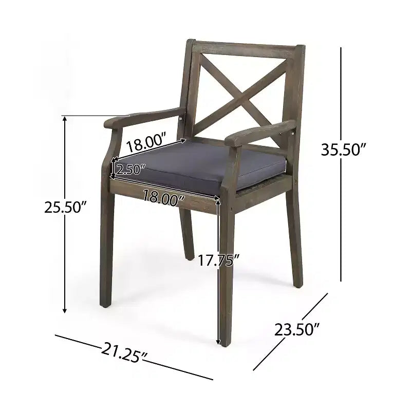 Christopher Knight Home Llano Outdoor Acacia Wood 5 Piece Dining Set with Water Resistant Cushion