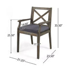 Christopher Knight Home Llano Outdoor Acacia Wood 5 Piece Dining Set with Water Resistant Cushion
