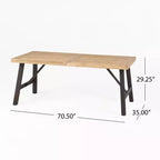 GDFStudio Bruna Outdoor Wicker and Acacia Wood 6 Piece Dining Set with Bench, Brushed Gray/Multibrown