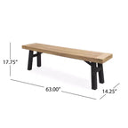 GDFStudio Bruna Outdoor Wicker and Acacia Wood 6 Piece Dining Set with Bench, Brushed Gray/Multibrown