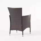 GDFStudio Bruna Outdoor Wicker and Acacia Wood 6 Piece Dining Set with Bench, Brushed Gray/Multibrown