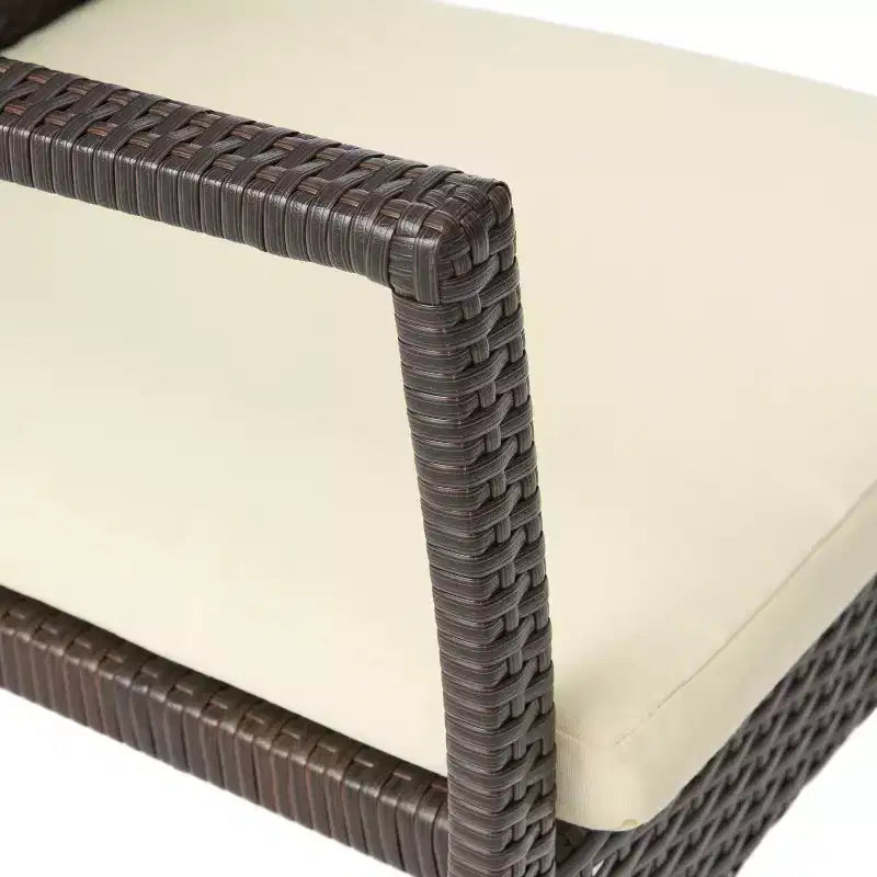 Christopher Knight Home Goodwin Outdoor Acacia Wood and Wicker 7 Piece Dining Set with Cushion, Teak/Brown