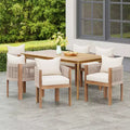 Christopher Knight Home Chase 7 Piece Outdoor Rope Weave Acacia Wood Dining Set with Cushions