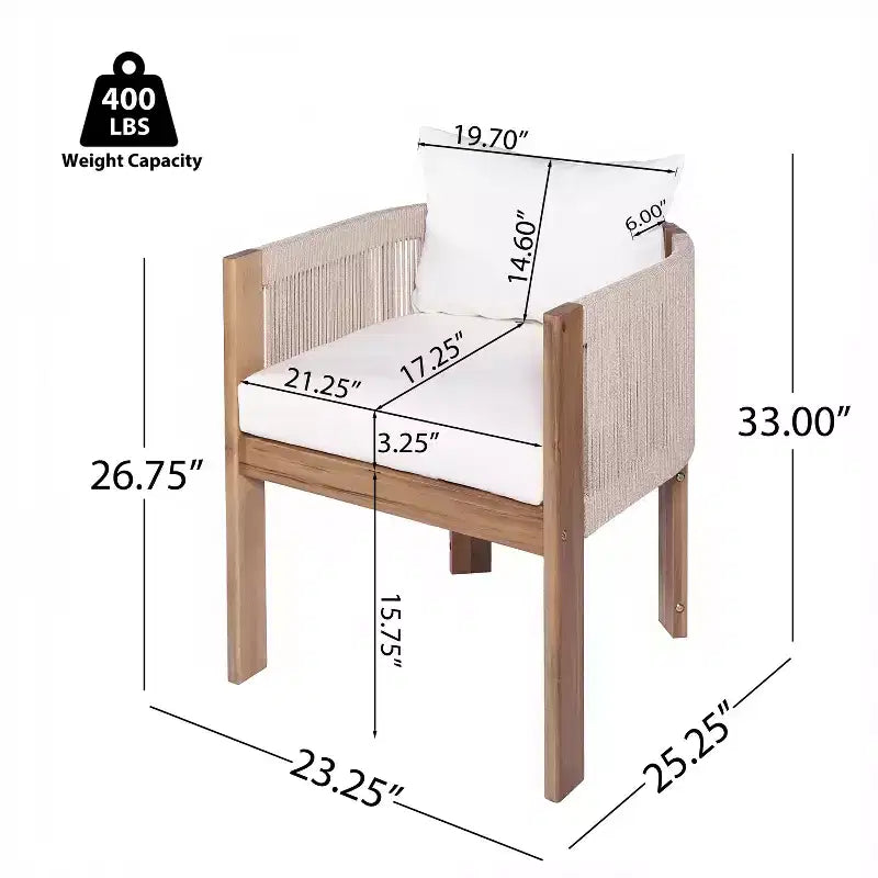 Christopher Knight Home Chase 7 Piece Outdoor Rope Weave Acacia Wood Dining Set with Cushions