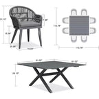 PURPLE LEAF Patio Dining Set with Outdoor Aluminium Dining Table and Woven Rattan Chairs Modern Furniture Set for Garden Yard Indoor Decor