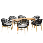Christopher Knight Home Corey 7 Piece Rustic Outdoor Rattan, Metal and Acacia Wood Dining Set