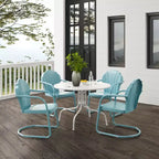 HomeStock Tulip 5Pc Outdoor Metal Dining Set with Dining Table & 4 Chairs