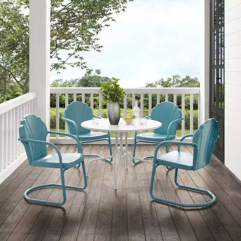 HomeStock Tulip 5Pc Outdoor Metal Dining Set with Dining Table & 4 Chairs