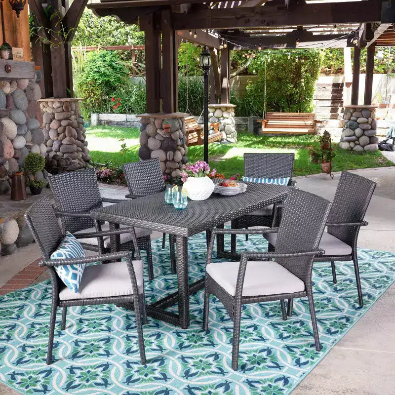 Christopher Knight Home Westley Outdoor Wicker 7 Piece Dining Set with Cushion