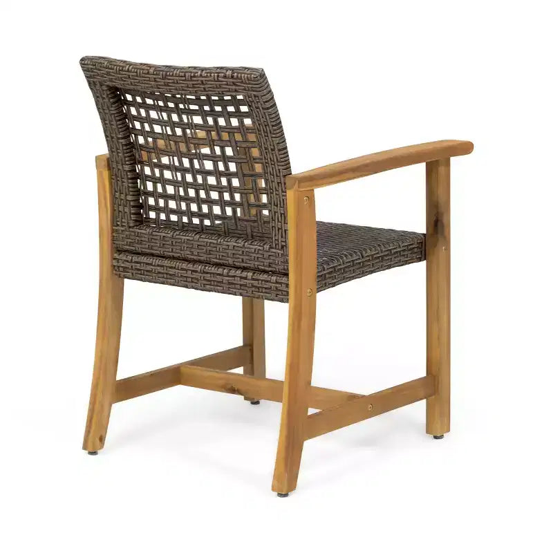 Christopher Knight Home Edgewood Outdoor Acacia Wood and Wicker 9 Piece Dining Set, Teak/Mixed Mocha