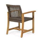 Christopher Knight Home Edgewood Outdoor Acacia Wood and Wicker 9 Piece Dining Set, Teak/Mixed Mocha