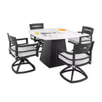 Christopher Knight Home Patio Elsie 5 Piece Aluminum and Sintered Stone Dining Set with Sunbrella Cushions