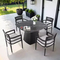 Christopher Knight Home Patio Elsie 5 Piece Aluminum and Sintered Stone Dining Set with Sunbrella Cushions