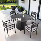 Christopher Knight Home Patio Elsie 5 Piece Aluminum and Sintered Stone Dining Set with Sunbrella Cushions