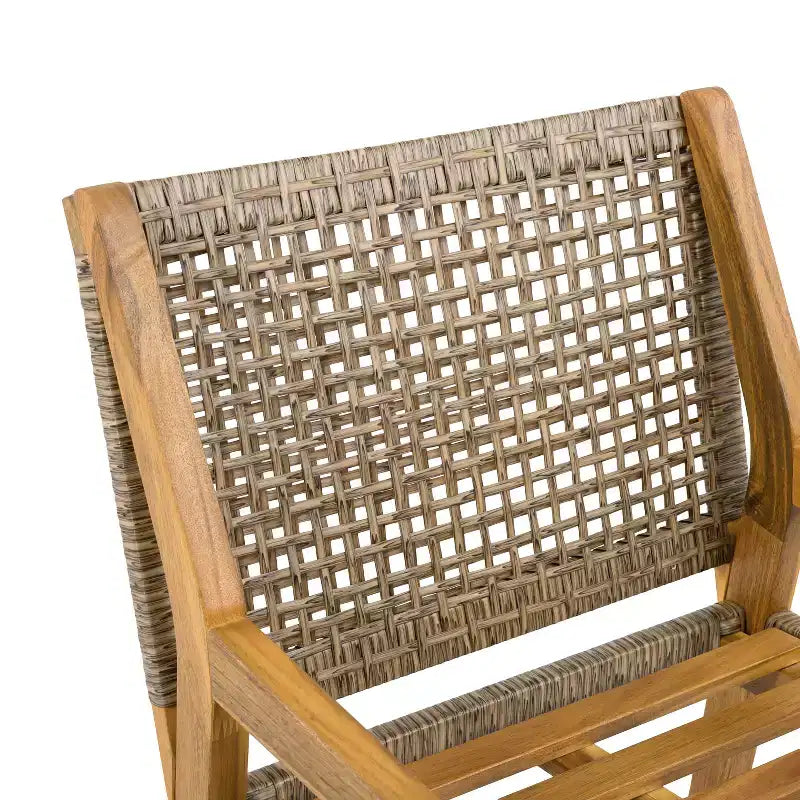 Christopher Knight Home Neva 5 Piece Outdoor Dining Set with Acacia Wood Table and Wicker Chairs