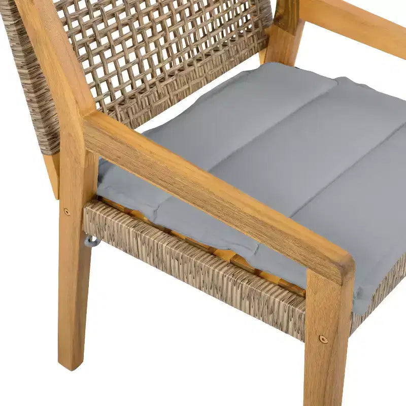 Christopher Knight Home Neva 5 Piece Outdoor Dining Set with Acacia Wood Table and Wicker Chairs