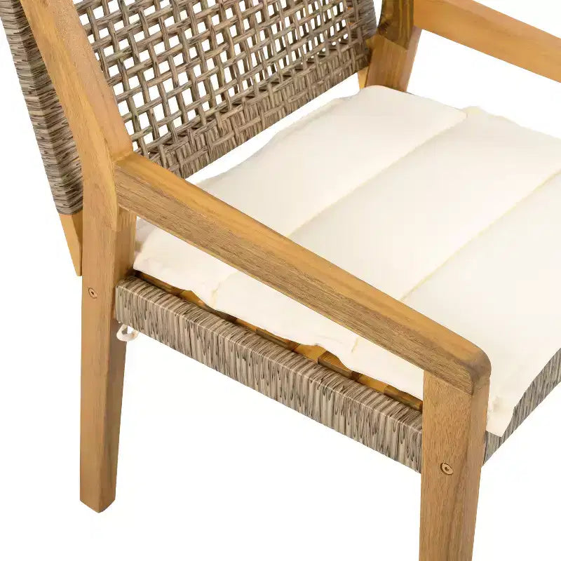 Christopher Knight Home Neva 5 Piece Outdoor Dining Set with Acacia Wood Table and Wicker Chairs