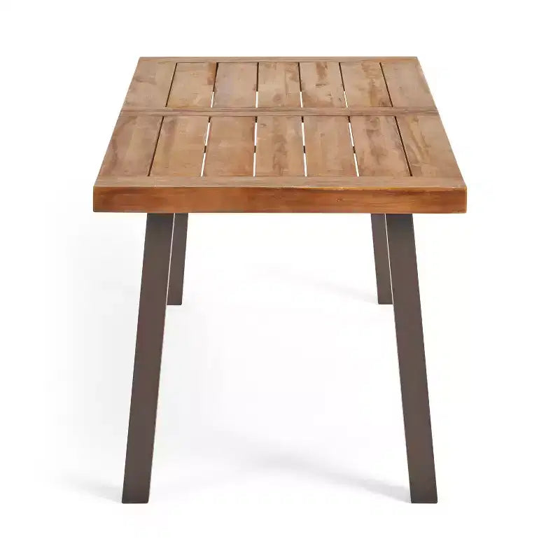 Christopher Knight Home Neva 5 Piece Industrial Outdoor Acacia Wood and Wicker Dining Set with Cushions