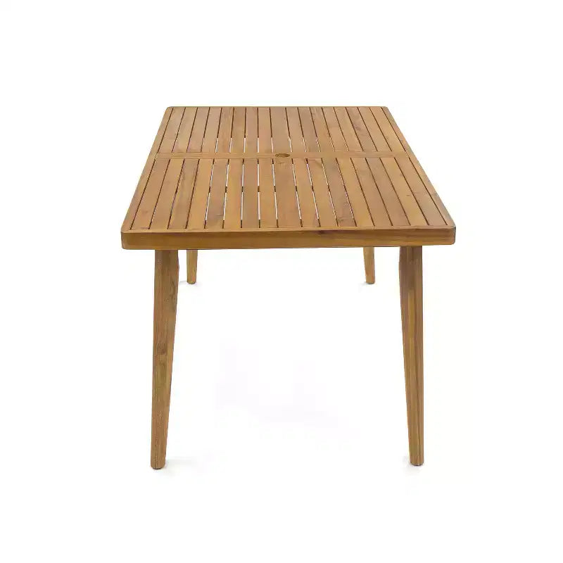 Christopher Knight Home Pula 7 Piece Outdoor Acacia Wood and Aluminum Dining Set with Umbrella Hole and Cushions