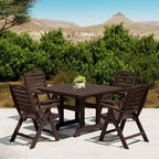 WestinTrends Malibu 5-Piece HDPE Square Patio Dining Table Set with Foldable Chairs, White