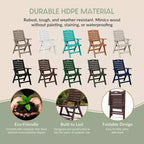WestinTrends Malibu 5-Piece HDPE Square Patio Dining Table Set with Foldable Chairs, White