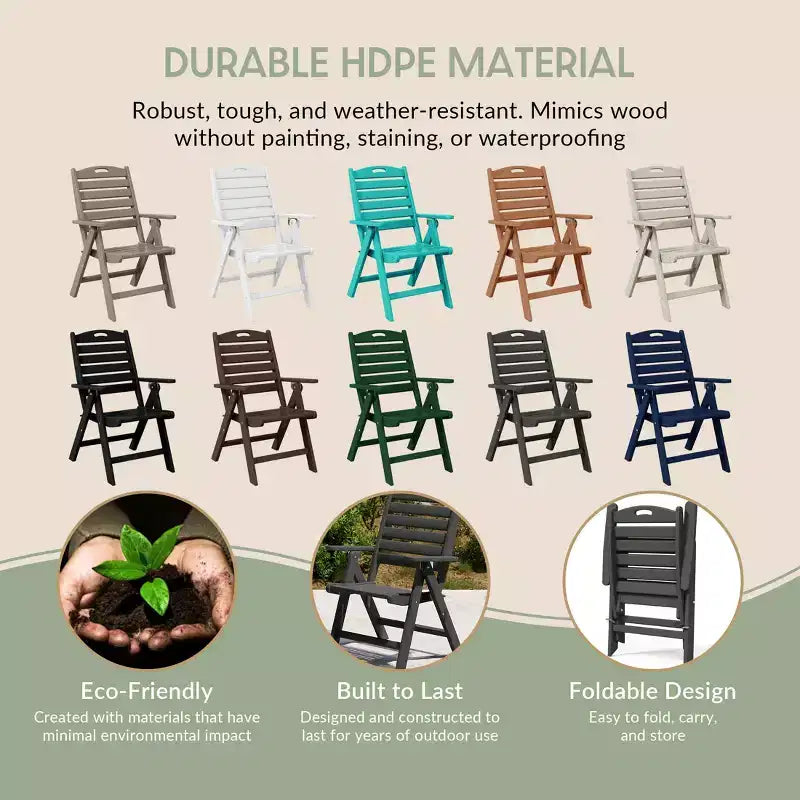 WestinTrends Malibu 5-Piece HDPE Square Patio Dining Table Set with Foldable Chairs, White