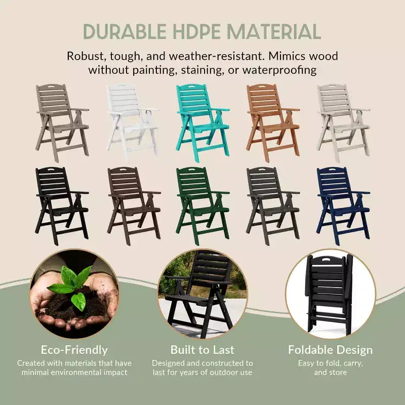 WestinTrends Malibu 5-Piece HDPE Square Patio Dining Table Set with Foldable Chairs, White