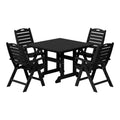 WestinTrends Malibu 5-Piece HDPE Square Patio Dining Table Set with Foldable Chairs, White