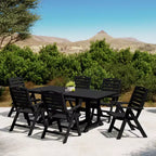 WestinTrends Malibu 7-Piece HDPE Rectangular Patio Dining Table Set with Foldable Chairs