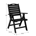 WestinTrends Malibu 7-Piece HDPE Rectangular Patio Dining Table Set with Foldable Chairs