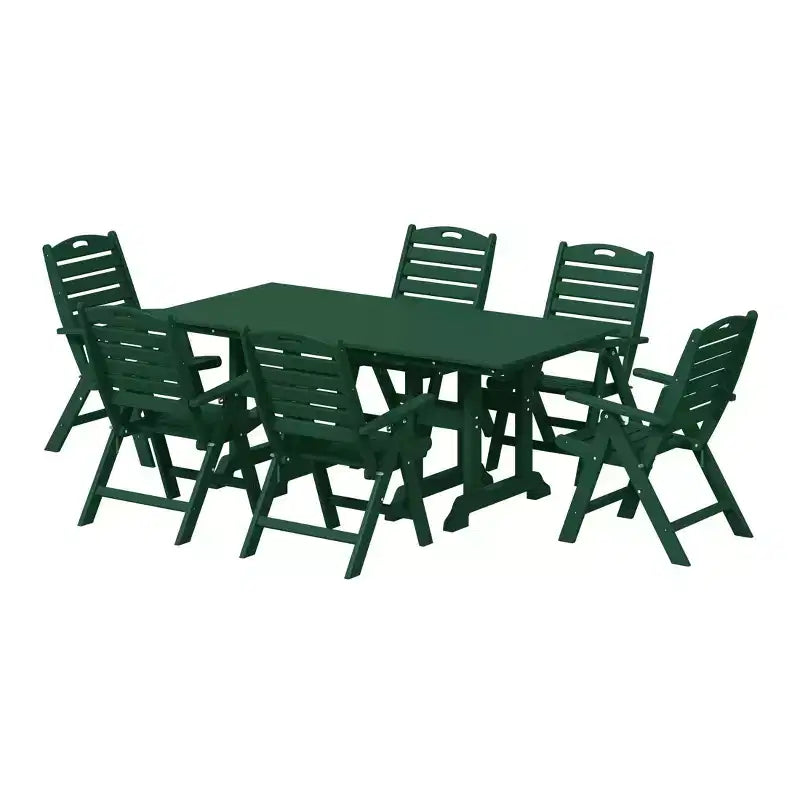 Set da pranzo da patio rettangolare in HDPE Malibu da 7 pezzi con sedie pieghevoli WestinTrends