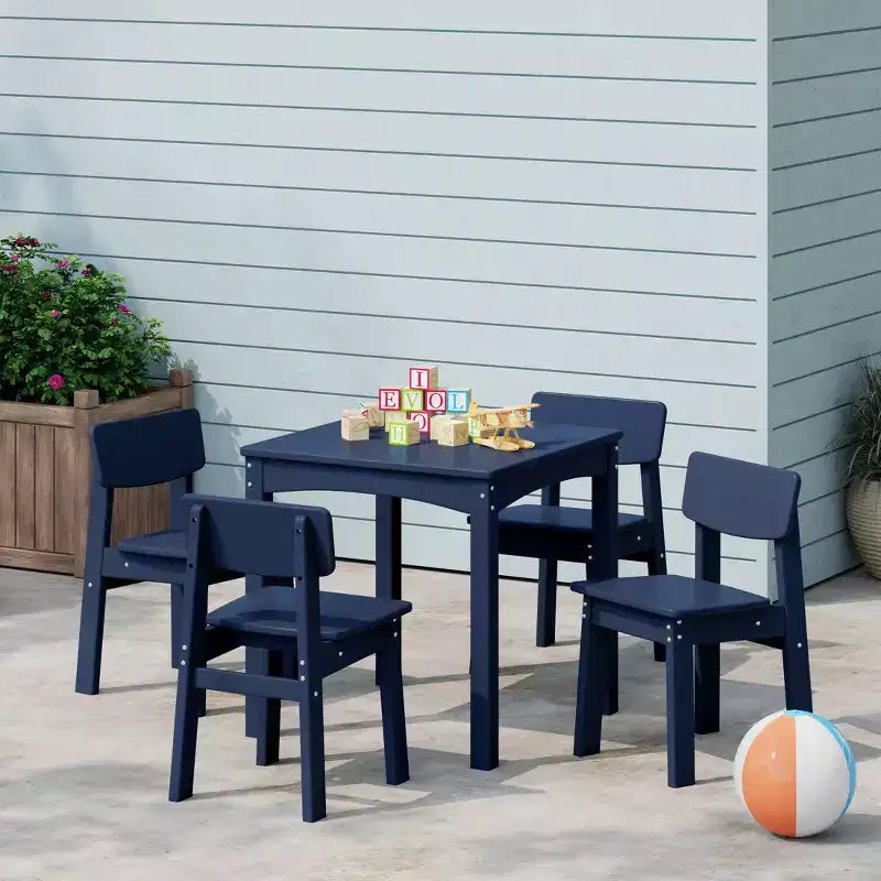 WestinTrends Treehouse Kids 5-Piece Modern HDPE Dining Table and Chairs Set