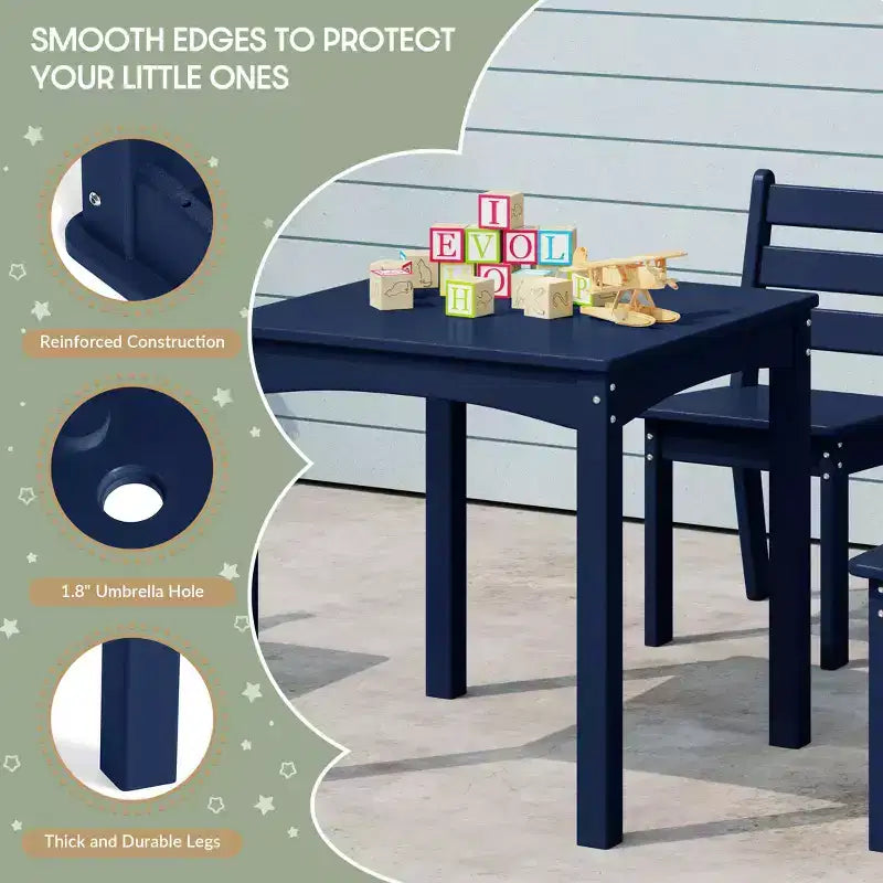 WestinTrends Treehouse Kids 5-Piece Modern HDPE Dining Table and Chairs Set