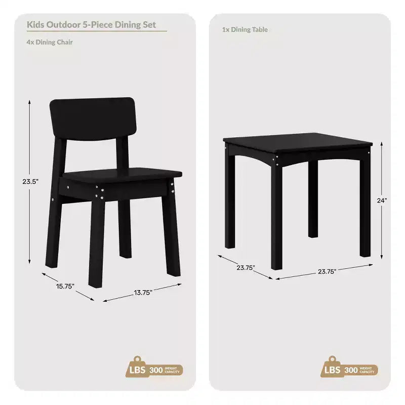 WestinTrends Treehouse Kids 5-Piece Modern HDPE Dining Table and Chairs Set