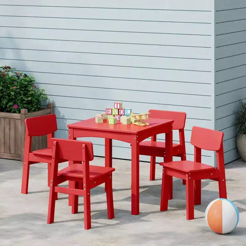 WestinTrends Treehouse Kids 5-Piece Modern HDPE Dining Table and Chairs Set