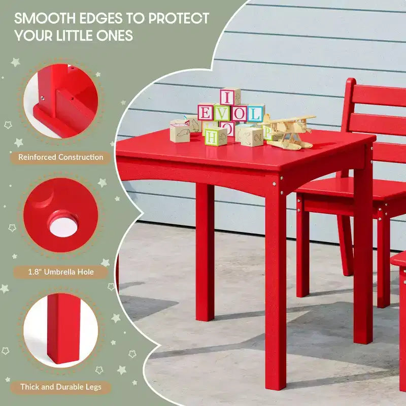 WestinTrends Treehouse Kids 5-Piece Modern HDPE Dining Table and Chairs Set