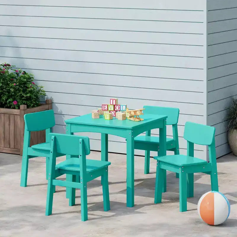 WestinTrends Treehouse Kids 5-Piece Modern HDPE Dining Table and Chairs Set