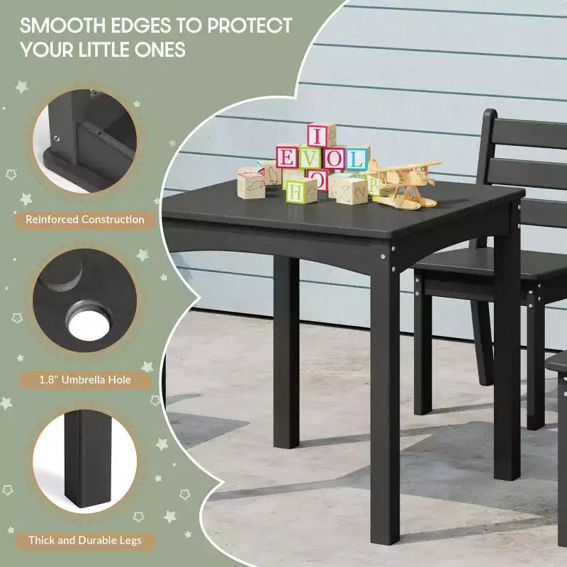 WestinTrends Treehouse Kids 5-Piece Modern HDPE Dining Table and Chairs Set
